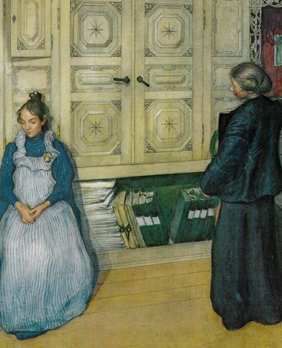 Mother and Daughter [1903] Carl Larsson Vintage art book page Victorian watercolor illustrators