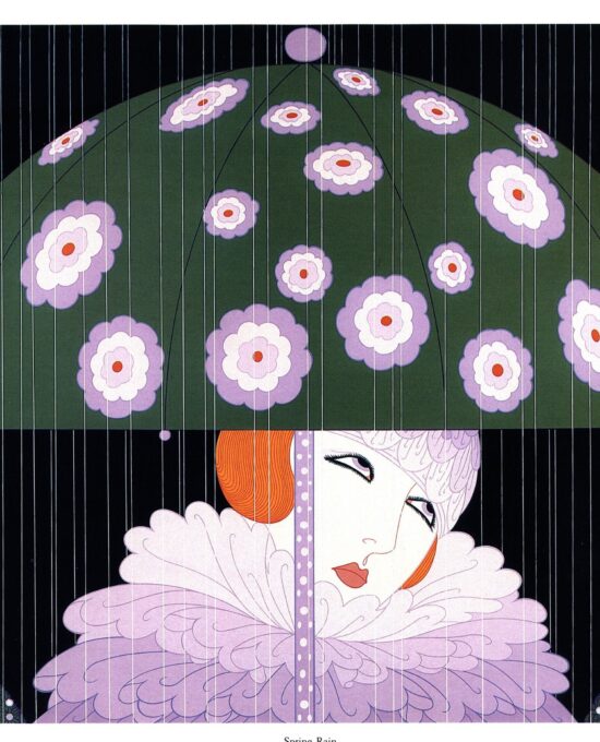 Erte “Eyes of Jealousy / Spring Rain” c.1982 vintage book page artwork