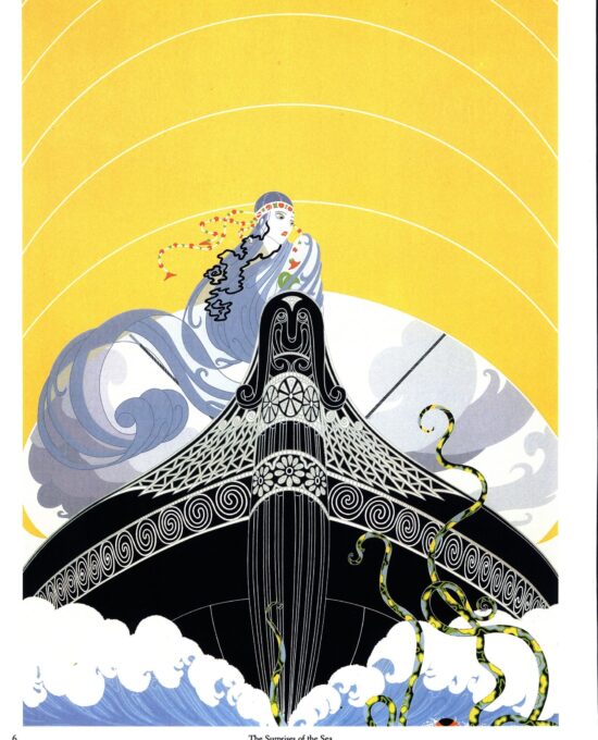 Erte “Her Secret Admirers/”The Surprise of the Sea” c.1982 fashion design print