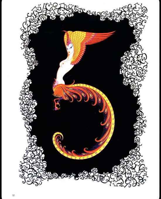 Erte Classic Art Deco Print “Four” & “Five” 1968 The Numerals series vintage print