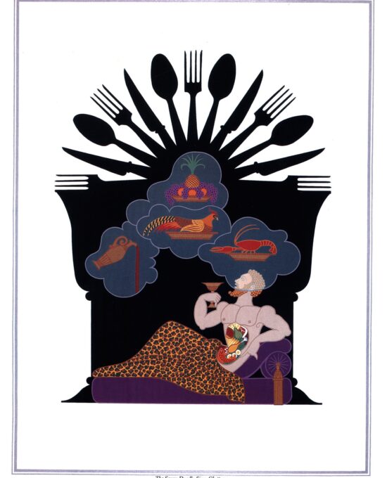 Erte Print Seven Deadly Sins: Gluttony & Lust c.1982 2-sided Vintage art book page