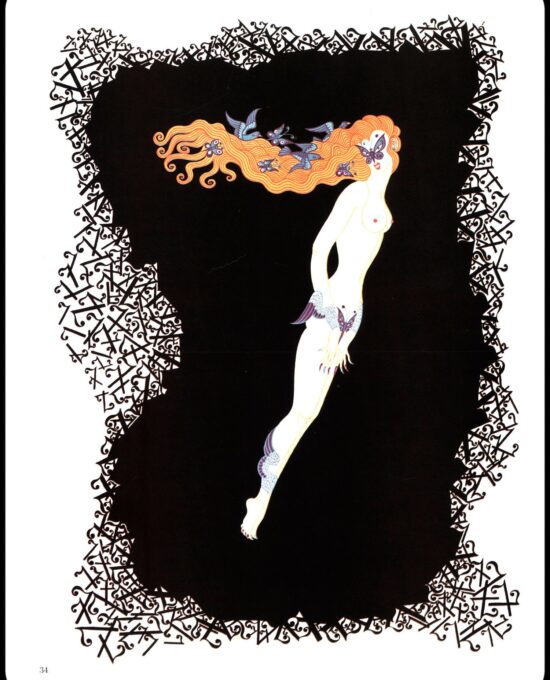 Erte Classic Art Deco Print “Six” & “Seven” 1968 The Numerals series vintage art print