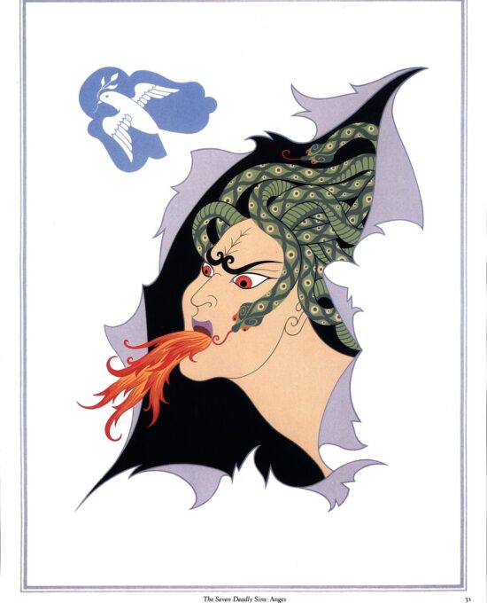 Erte “The Seven Deadly Sins: Pride / Anger” 2 sided vintage print