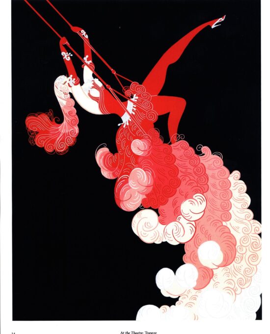 Erte “At the Theatre: Trapeze/Spring Shadows” c.1982 Two-sided vintage book page art