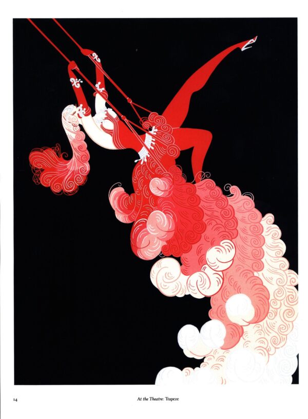 Erte "At the Theatre: Trapeze/Spring Shadows" c.1982 Two-sided vintage book page art