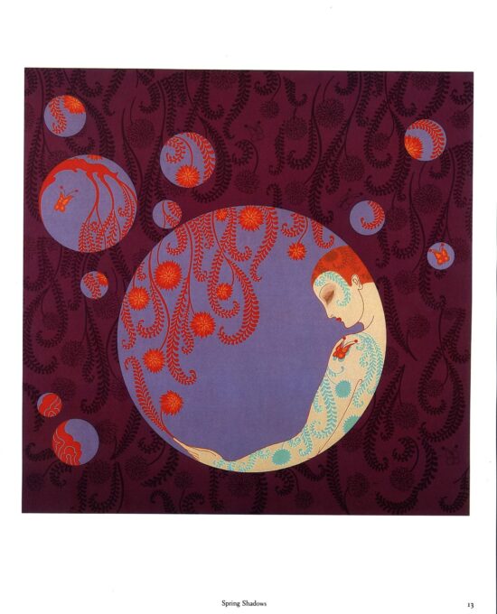 Erte “At the Theatre: Trapeze/Spring Shadows” c.1982 Two-sided vintage book page art