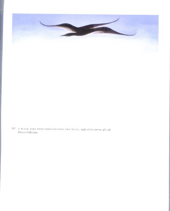 Georgia O’Keeffe “A Black Bird with Snow-Covered Red Hills / Patio Door” 1946 vintage art print