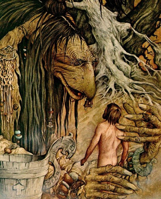Vintage fantasy art book page Brian Froud “The descrying hands probed for the shadows of wounds…” unpublished prior 1972 FREE SHIPPING