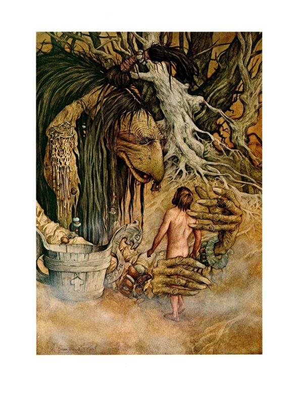 Vintage fantasy art book page Brian Froud "The descrying hands probed for the shadows of wounds..." unpublished prior 1972 FREE SHIPPING - Image 4