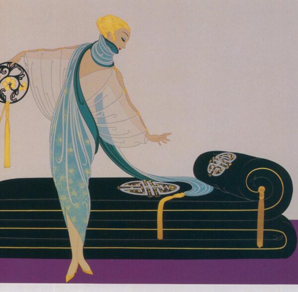 Erte Vintage Art Deco Print "Roses/The Salon" c.1988 Two-sided Vintage art book page 10 x 13 1/2" - Image 4