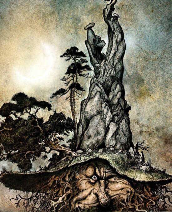 Vintage fantasy art book page Brian Froud “The Mountain” unpublished prior 1972 FREE SHIPPING