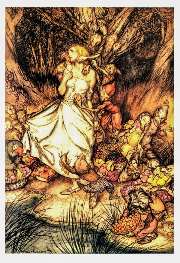 Goblin Market Arthur Rackham 1933 art "White and Golden Lizzie stood." Color vintage book plate FREE SHIPPING - Image 3