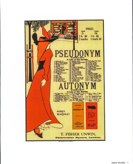Aubrey Beardsley Fisher Unwin publisher ad The Beggarstaff’s Harper’s cover 1895