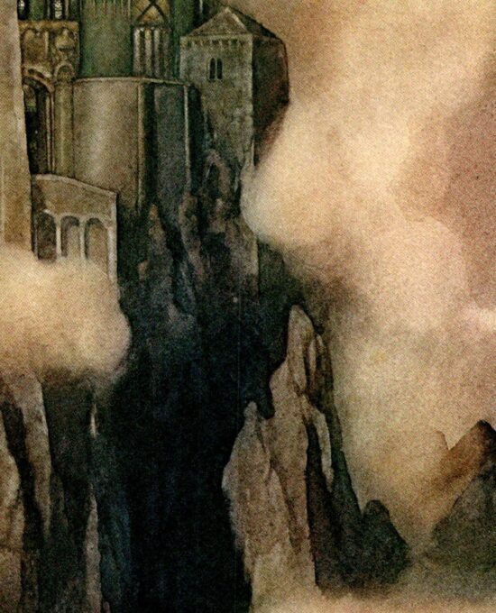 Vintage fantasy art book page Alan Lee “Asgard” unpublished prior 1976
