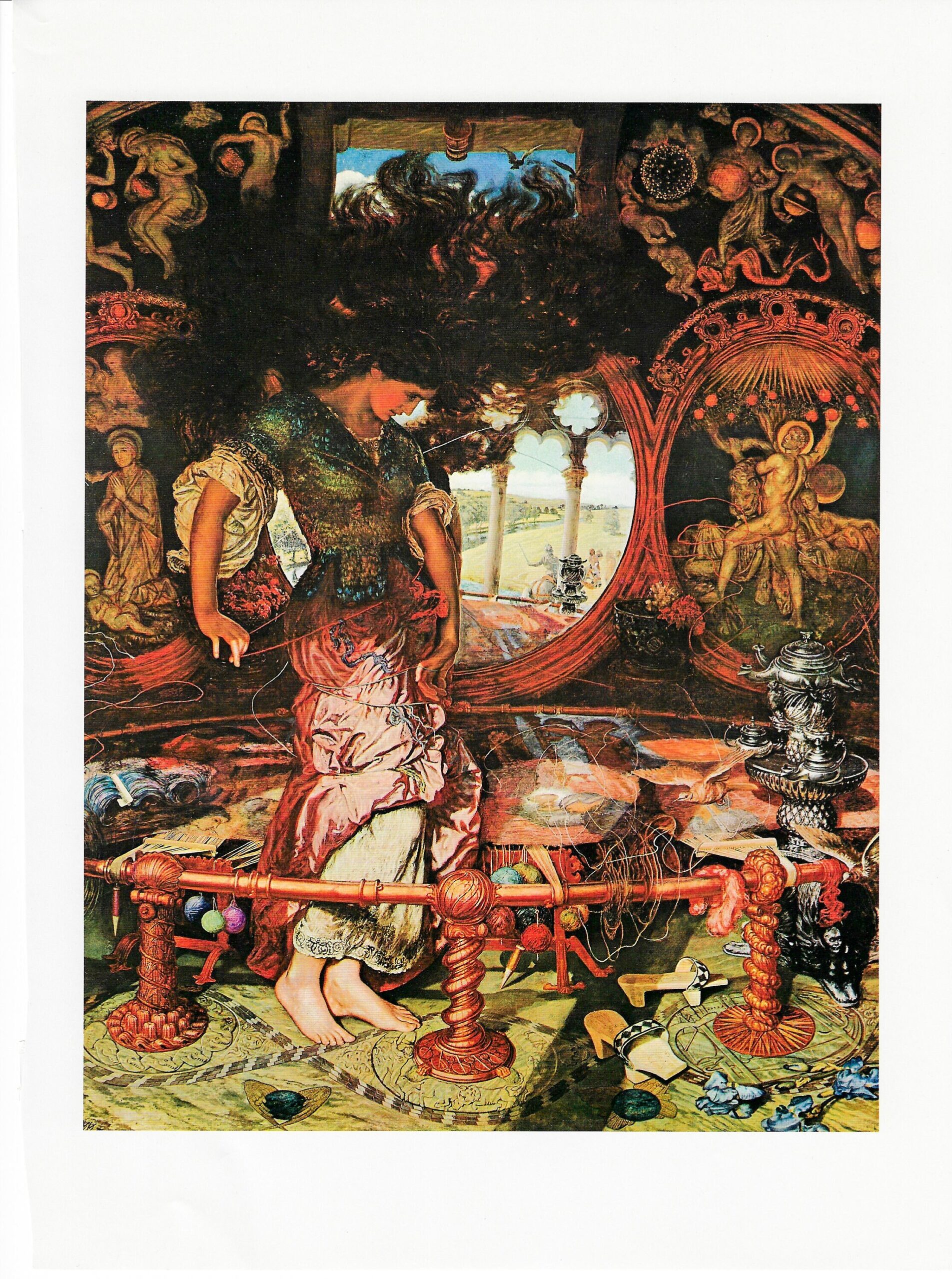 The Lady of Shallott '70s art book page William Holman Hunt - Image 2