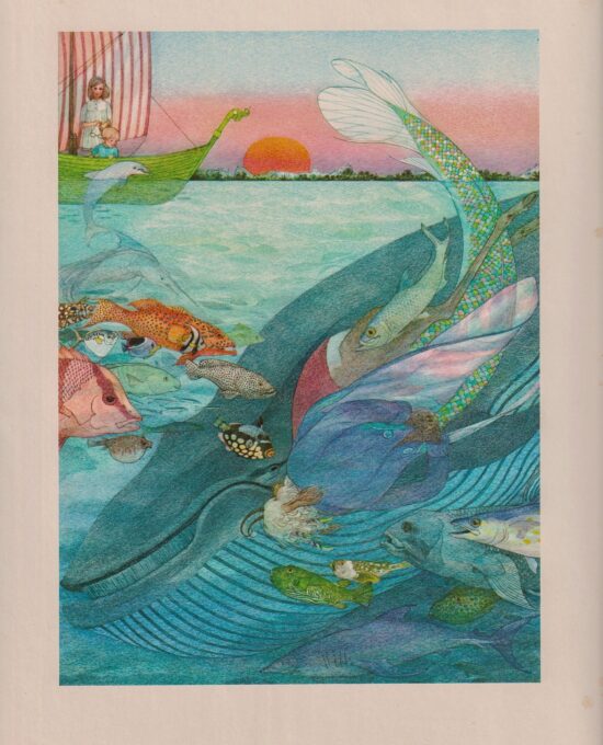 All the fish in the world swam round… Scroobious Pip Nancy Ekholm Burkert Vintage art book page Children’s book art FREE SHIPPING