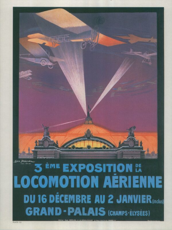 Antique Aviation Art "Exposition de la Locomotion Aerienne" 1911 Vintage art book page - Image 2