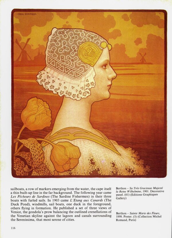 Paul Berthon "Sa Tres Gracieuse Majeste la Reine Wilhelmine" Vintage art book page - Image 2