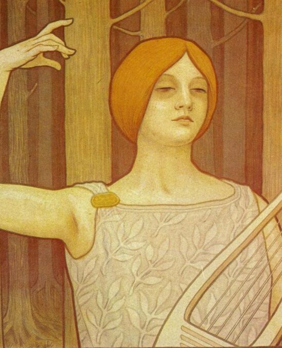 Paul Berthon “La Lyre” & “Mandore” Vintage art book page