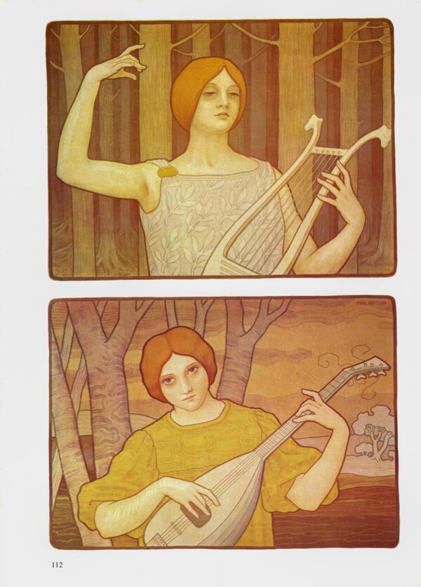 Paul Berthon "La Lyre" & "Mandore" Vintage art book page - Image 3