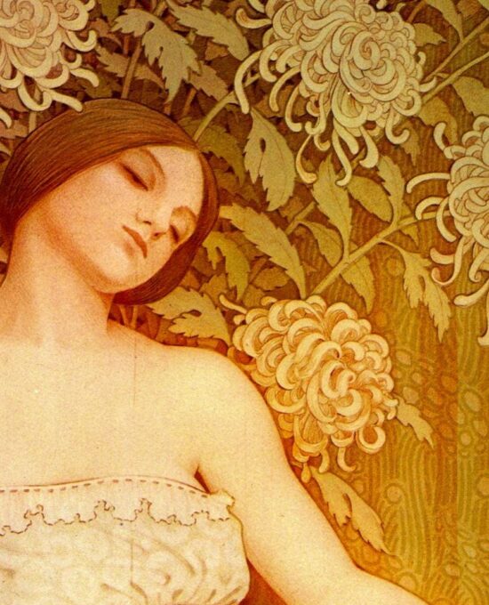Paul Berthon “Les Chrysanthemes” Vintage art book page