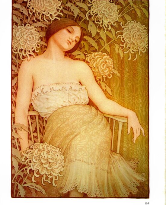 Paul Berthon “Les Chrysanthemes” Vintage art book page