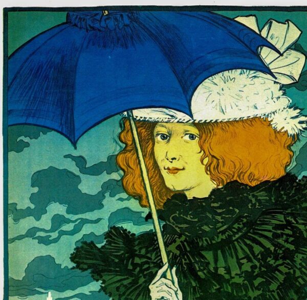 Eugene Grasset "Le Parasol" Vintage art book page