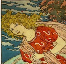 Eugene Grasset "Watercolor design for Danger" Vintage art book page