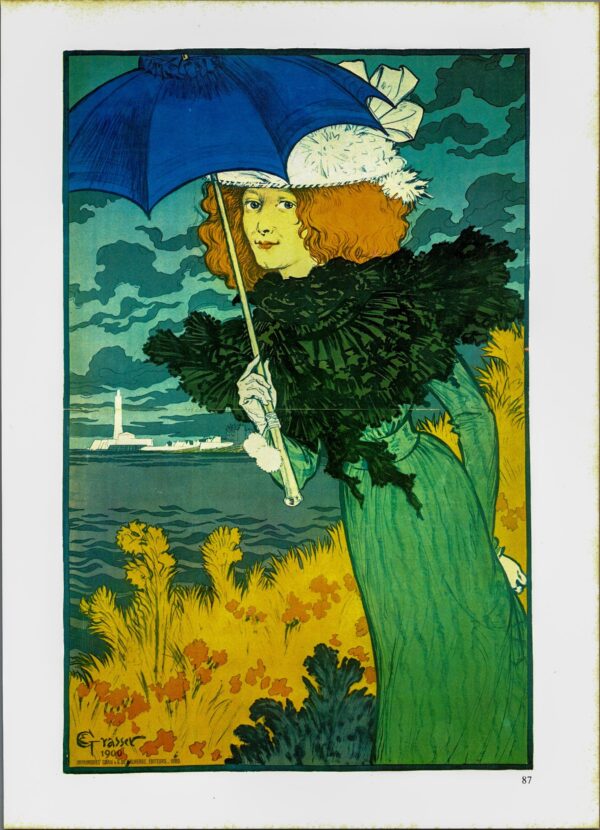 Eugene Grasset "Le Parasol" Vintage art book page - Image 4