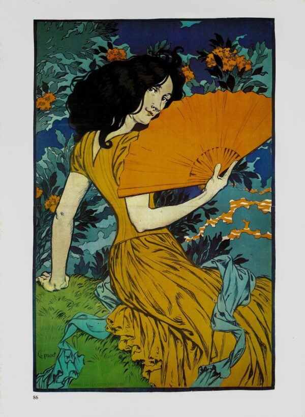 Eugene Grasset "L'Eventail" Vintage art book page - Image 2