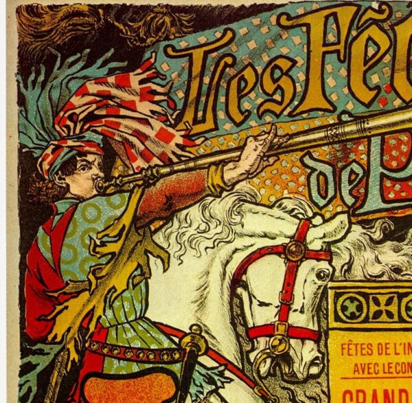 Eugene Grasset "Les Fetes de Paris" 1885 Vintage art book page