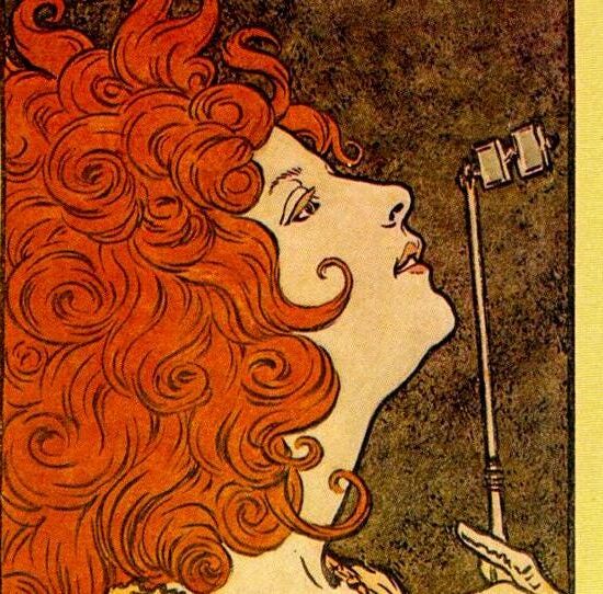 Eugene Grasset “Watercolor designs for Extravagane & Bonne Nouvelle” Vintage art book page