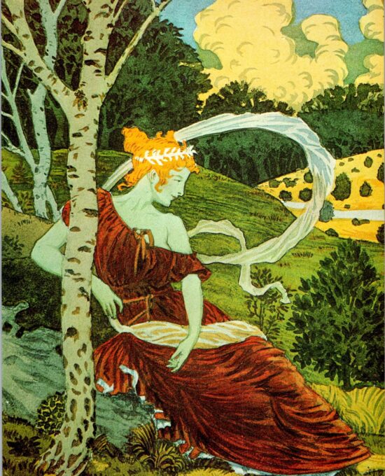 Eugene Grasset “Dans les Bois” Vintage art book page