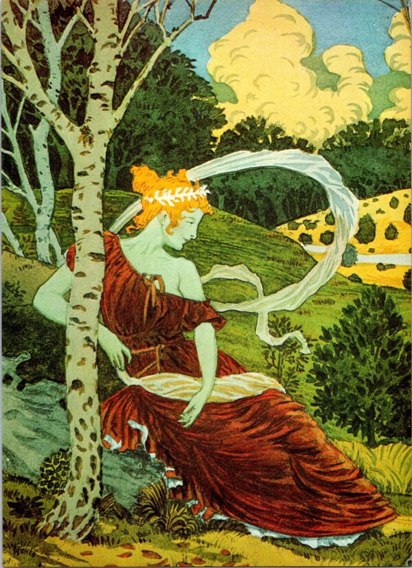 Eugene Grasset "Dans les Bois" Vintage art book page - Image 2