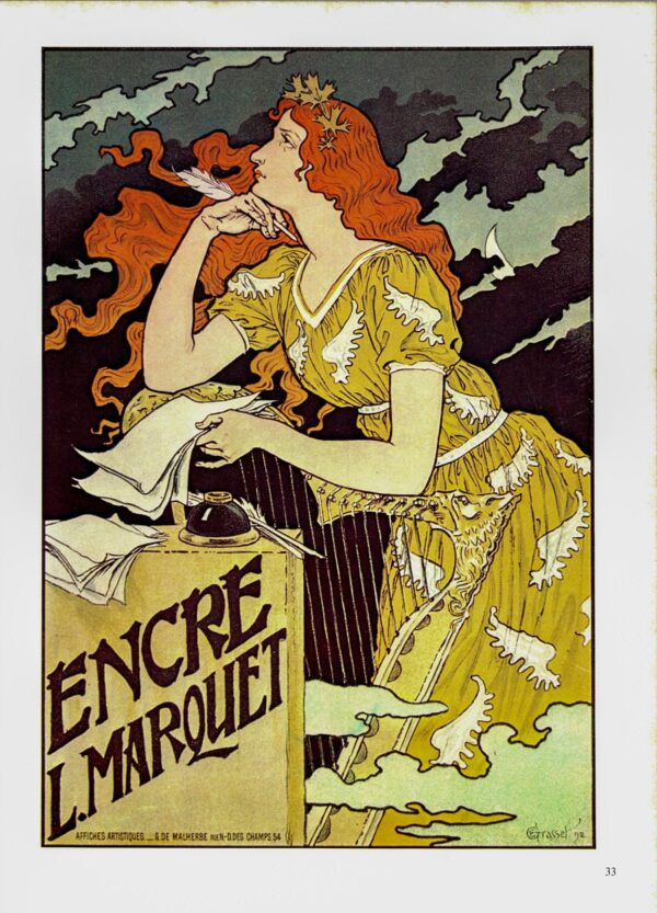 Eugene Grasset "Encre L. Marquet" Vintage art book page - Image 2