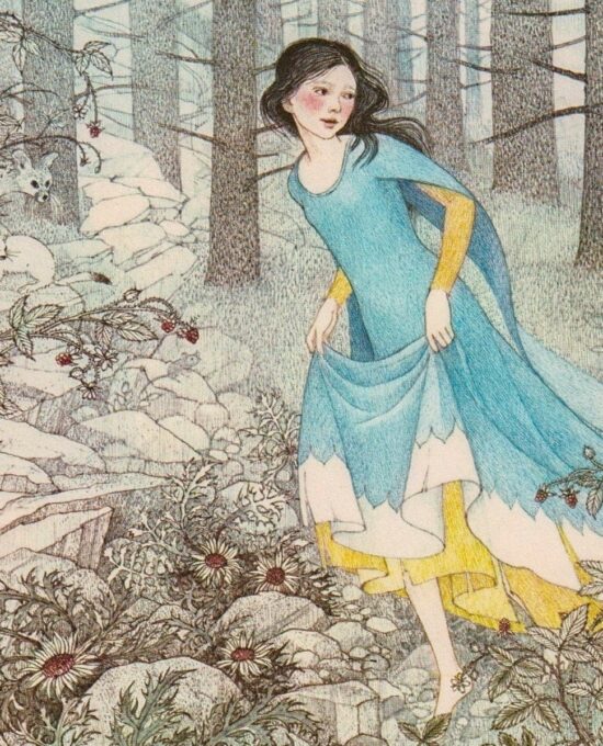 Snow White… alone in the great forest Nancy Ekholm Burkert Vintage art book page
