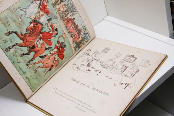 Randolph Caldecott "The Three Jovial Huntsmen" Vintage pictorial cloth-wrapped hardcover Undated early edition - Image 7