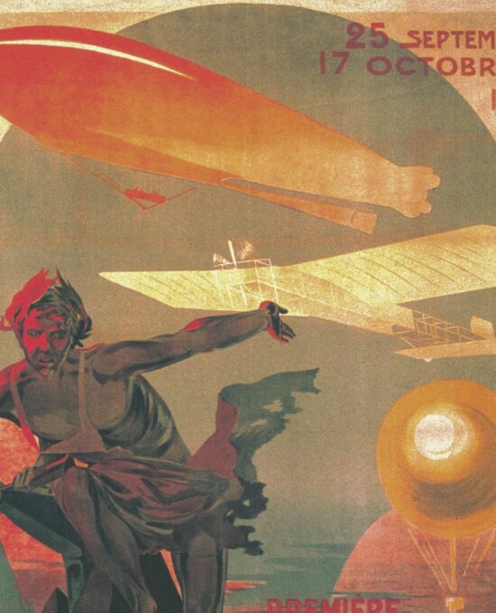 Antique Flight Illustration “Exposition de Locomotion Aerienne” 1909 Recovered vintage art book page