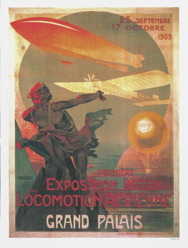 Antique Flight Illustration "Exposition de Locomotion Aerienne" 1909 Recovered vintage art book page - Image 2