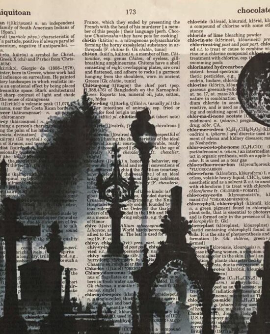 Mary Shelley Frankenstein inspired graveyard scene Original art print on unique vintage dictionary paper for the game room
