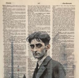 Franz Kafka portrait Melancholic Prague Original art print on unique vintage dictionary paper
