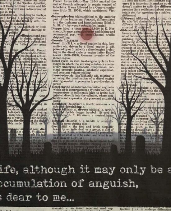 Gothic literature quote art on vintage dictionary page Frankenstein Mary Shelley For the studio library