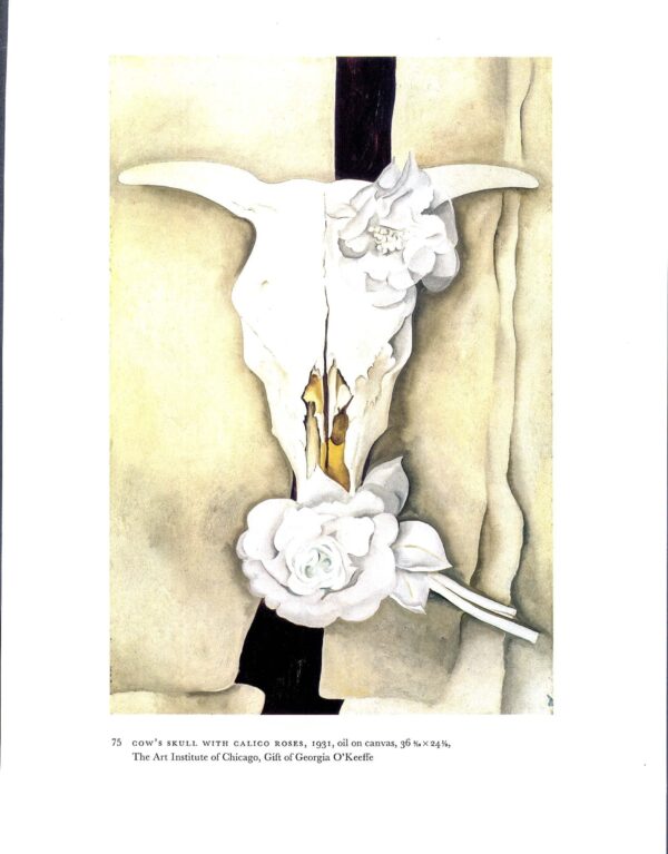 Georgia O'Keeffe vintage art book plate "Cow's Skull with Calico Roses / The Lawrence Tree"