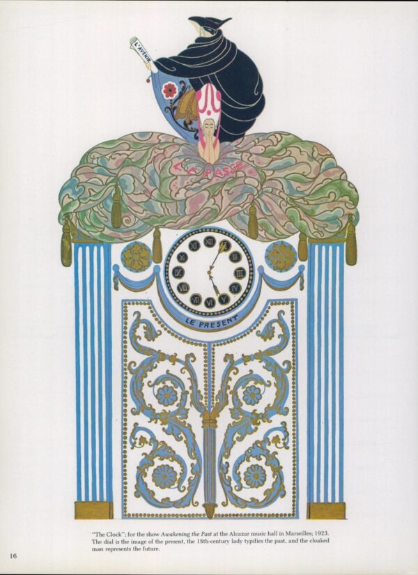 Erte Theatrical Costume print "The Clock" for the Alcazar music hall, Marseilles 1923/ Costume for Ganna Walska 1920 9 x 12 1/4" vintage - Image 3