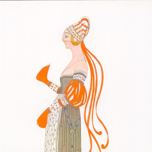 Erte Theatrical Costume print "The Clock" for the Alcazar music hall, Marseilles 1923/ Costume for Ganna Walska 1920 9 x 12 1/4" vintage - Image 4