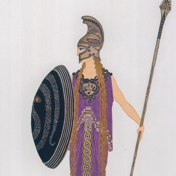 Erte Theatrical Costume print Costume for soprano Ganna Walska in "Fedora" 1919/"Athena" 9 x 12 1/4" vintage art page - Image 4