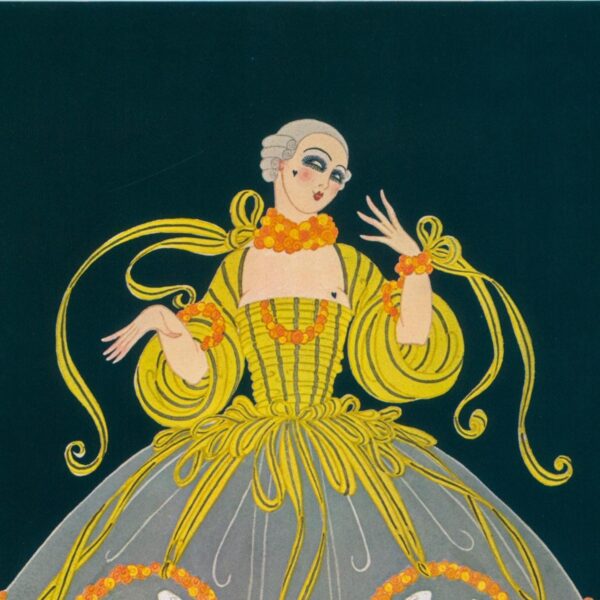 Erte Theatrical Costume print Costumes for soprano Ganna Walska in "Manon" 1920 9 x 12 1/4" vintage art page - Image 4