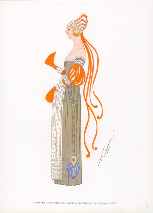 Erte Theatrical Costume print "The Clock" for the Alcazar music hall, Marseilles 1923/ Costume for Ganna Walska 1920 9 x 12 1/4" vintage - Image 5