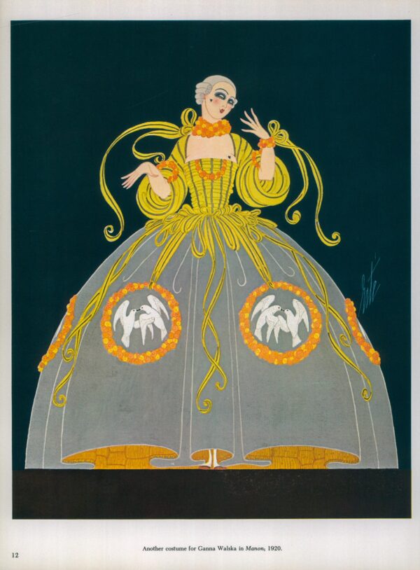 Erte Theatrical Costume print Costumes for soprano Ganna Walska in "Manon" 1920 9 x 12 1/4" vintage art page - Image 5