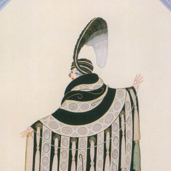Erte Theatrical Costume print Costume for Gaby Deslys c.1915/"Slave girl from Legendary Kings", Paris 1919 9 x 12 1/4" vintage art page